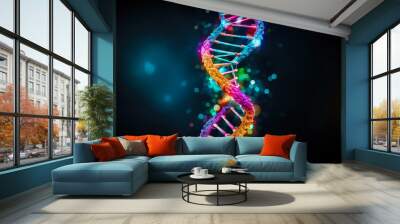 DNA molecule on black background Wall mural