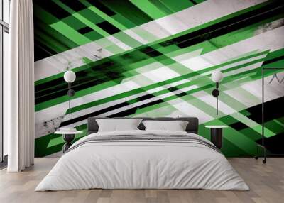 green abstract grunge background from lines. Generative AI Wall mural