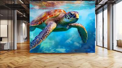 Hawaiian Green Sea Turtle (Chelonia mydas) Wall mural