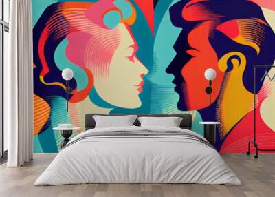 Man and woman. Valentine's Day. symbol of love. Generative AI Wall mural