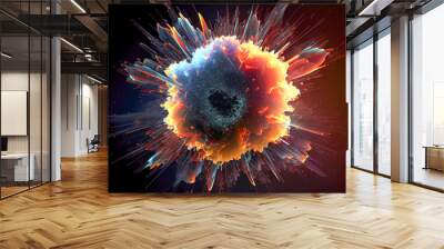 nuclear reaction. atomic particle explosions illustration. Generative AI Wall mural