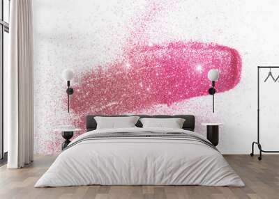 Pink glitter sparkles on white background Wall mural