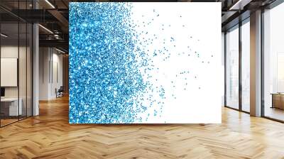 Textured background with blue glitter sparkle on white Wall mural