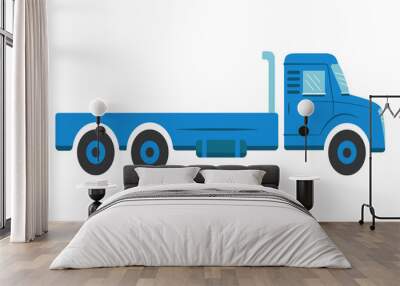 Truck without body, car chassis with cab. A shortened model of a blue truck. For the transportation of goods, trailers. Suitable for children's books, articles, infographics, promotional materials Wall mural