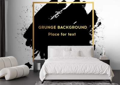 Original grunge brush paint texture design acrylic stroke poster over square frame vector. Wall mural