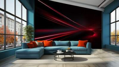 abstract red background with lines Wall mural