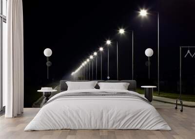 night empty road with modern LED street lights Wall mural