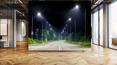 night street with modern led street lights in small city Wall mural