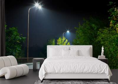 night urban road at night wit modern LED street lights Wall mural