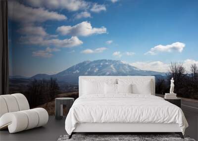 Rtanj mountain in Serbia with peak covered with snow Wall mural