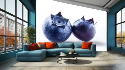 Two blueberries on white background. Blueberry isolated Wall mural