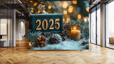 Illuminated 2025 New Year Display Wall mural