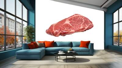 Raw Chuck Rol steak of marbled beef lies on a white background, isolated. Wall mural