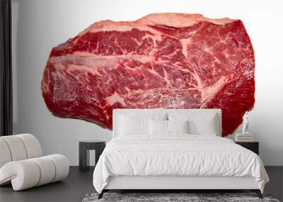 Top blade steak marbled beef on white background Wall mural