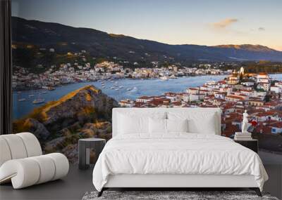 View of Poros island and Galatas village in Peloponnese, Greece. 
 Wall mural