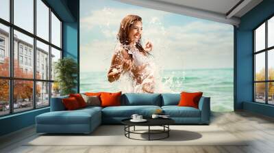 Funny Girl On The Summer Vacation Wall mural