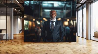 Man in Suit and Tie at Train Station Wall mural