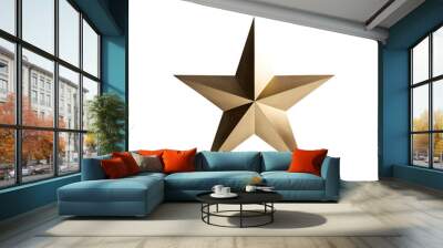 3d golden star isolated. Wall mural