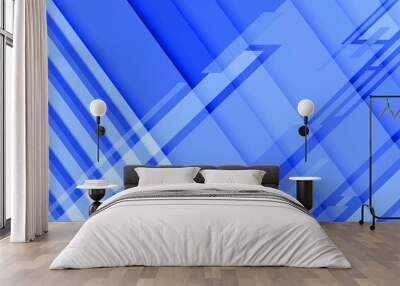 Abstract blue geometric background. Wall mural