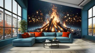 Beautiful lohri bonfire background. Wall mural