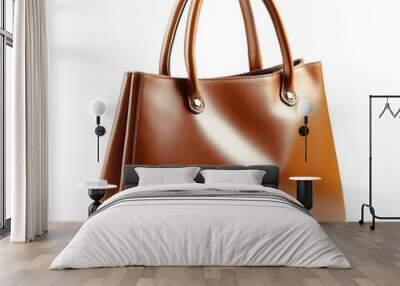 Brown leather bag isolated. Wall mural