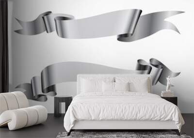 Collection of silver ribbons Wall mural