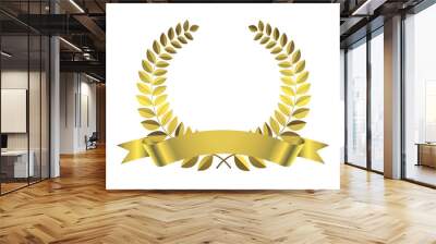 gold laurel wreath with ribbon Wall mural