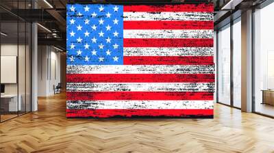 Grunge vintage American flag background Wall mural