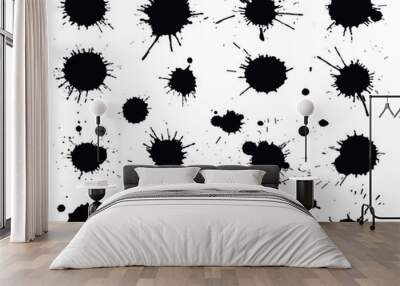 Set of black ink blots Wall mural