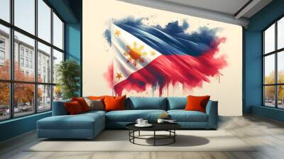 Watercolor flag of the philippines suited for Independence Day. Wall mural