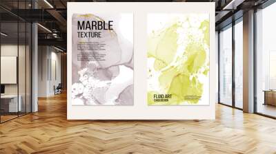 Marble card presentation, invitation card. Business flyer template design. Soft yellow and grey contrast tender decoration isolated on white  background, vintage style decoration 2019 Wall mural