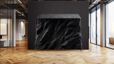 3D rendering of dark podium stone for display product showcase on the black abstract background scene, with light and shadow, luxury style, Generative Ai. Wall mural