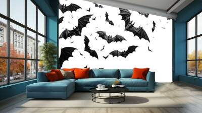 Halloween bat and bats on transparent background Wall mural