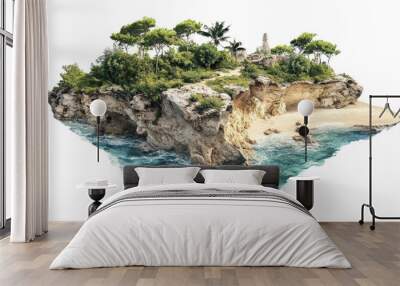 tropical island on a transparent background Wall mural