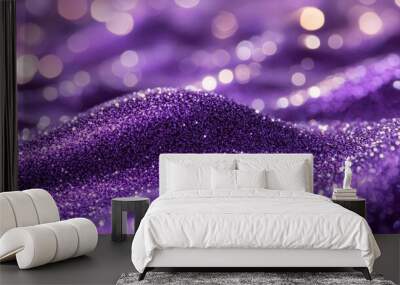 Abstract purple glittering background with bokeh lights. Wall mural