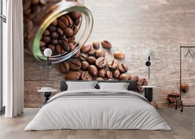 Toasted coffee beans in a glass jar Wall mural