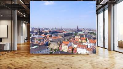 COPENHAGEN, DENMARK - JUL 06th, 2015: Skyline of Copenhagen from Vor Frelsers Kirke Church of Our Saviour Wall mural