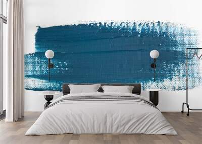 Blue stroke of paint brush isolated. Wall mural