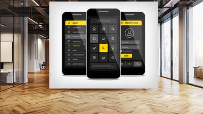 mobile phones ui yellow buttons Wall mural