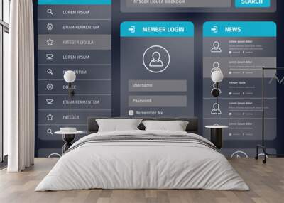 vector blue mobile user interface design Wall mural