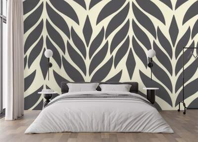 Vector pattern, repeating abstract leaves, stylish monochrome. pattern is on swatch panel Wall mural