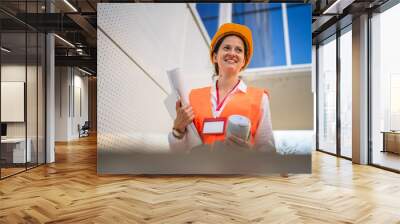 architect woman female construction engineer stand outdoors Wall mural