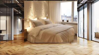 Picture of modern minimalism bedroom in the Scandinavian style Wall mural