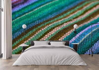 Colored striped fabric handmade. Textile background. Wall mural