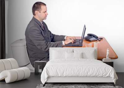 man sitting on the toilet in office Wall mural