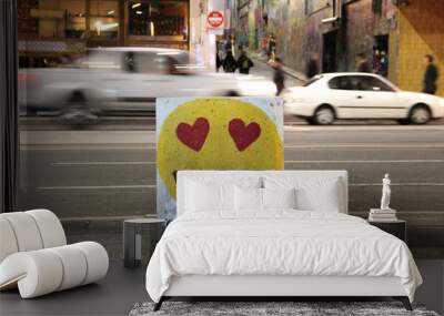 Heart eye emoji Wall mural