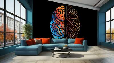 Artificial Intelligence and Emotive Intellect A Symbolic Representation of the Duality of the Mind Wall mural