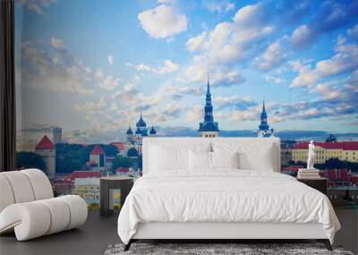 Tallinn, Estonia. Cityscape skyline of old town of touristic city Wall mural