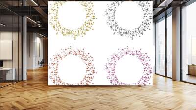 Golden, rose gold, pink and silver confetti round frames
 Wall mural