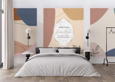 hand painted geometric covers with modern neutral abstract artistic freehand shapes, marble frames.  Wall mural